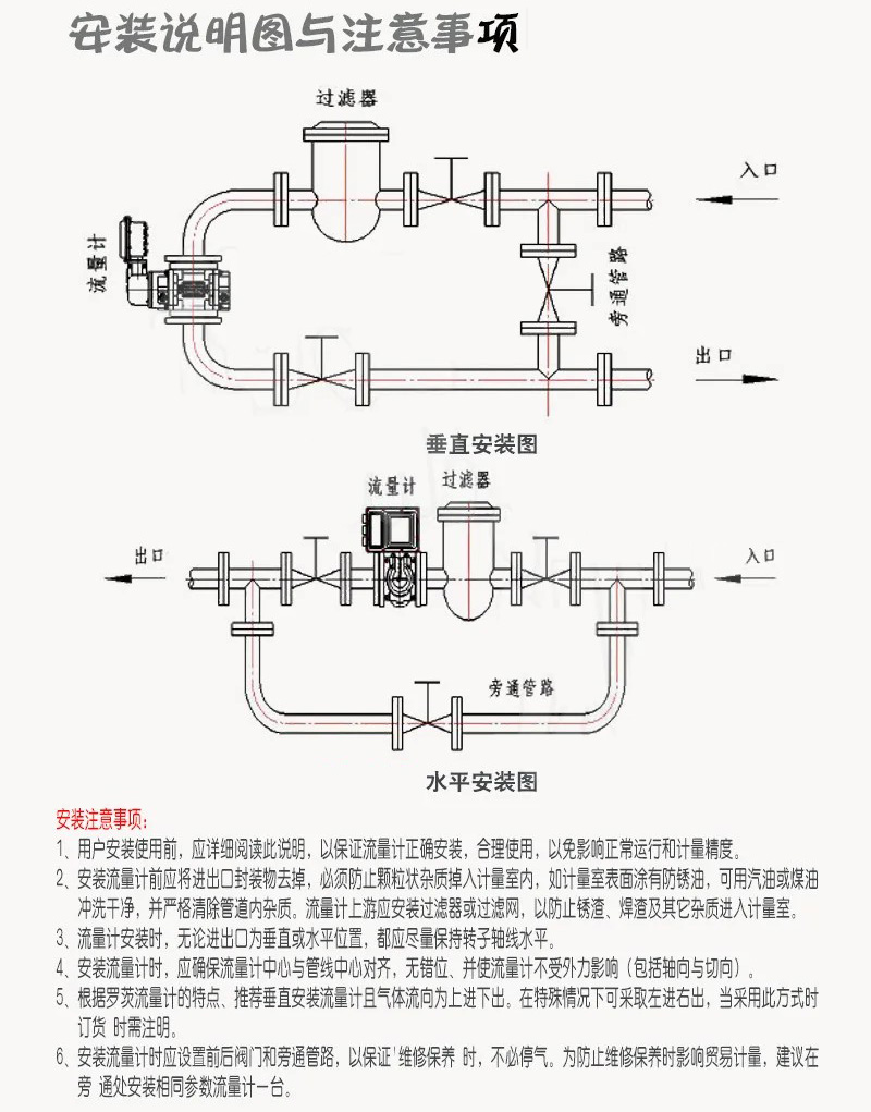 氣體羅茨流量計(jì)安裝說明圖